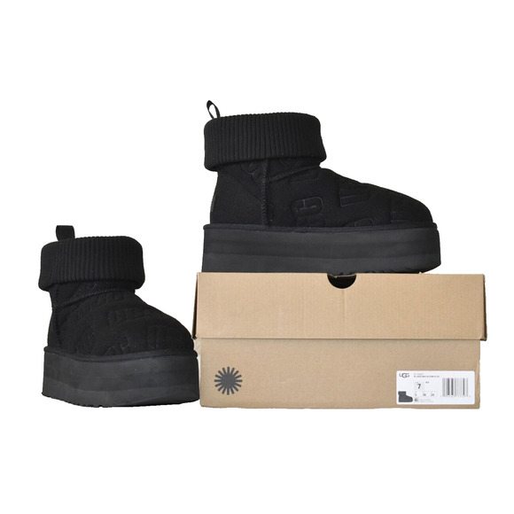 D0 NIB UGG Black Classic Mini Platform Felted Ankle Boot Shoes 1144047 Size US 7 - Picture 1 of 8